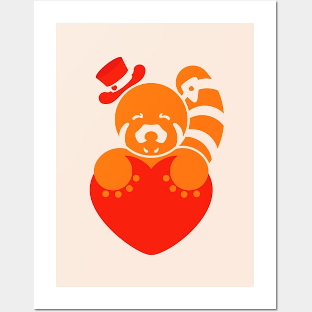 Red Panda with Heart Wall Art by bunin